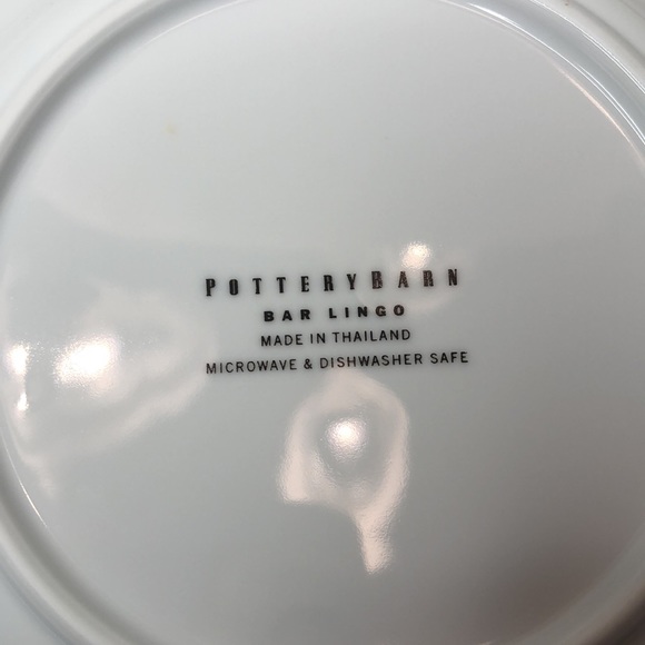 4 Pottery Barn 8 inch Appetizer Plates Bar Lingo Mixed Drinks - Picture 2 of 2